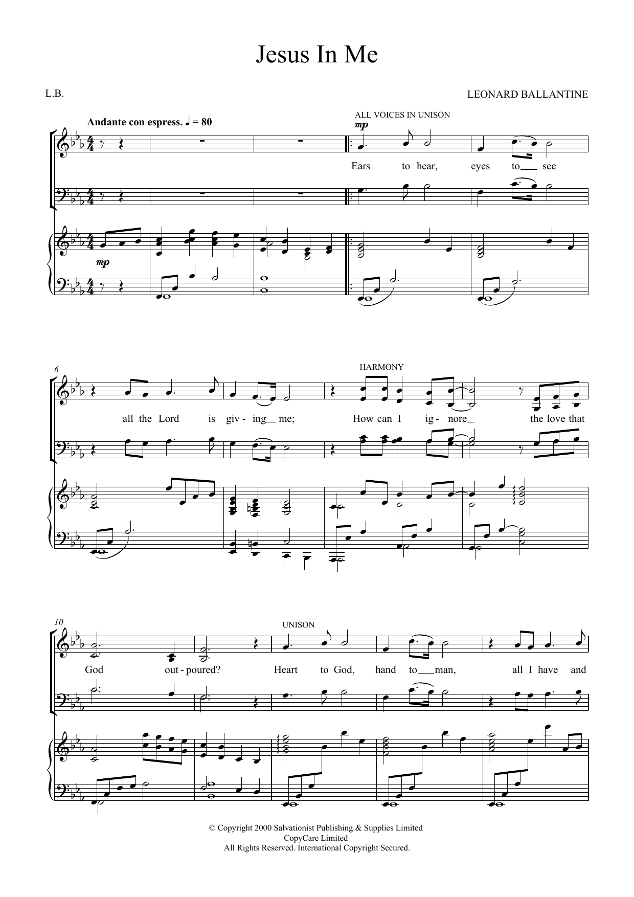 Download The Salvation Army Jesus In Me Sheet Music