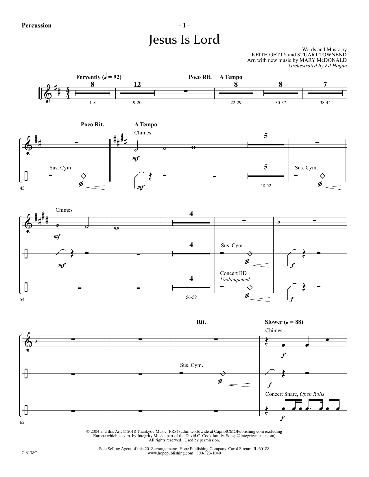 Download Ed Hogan Jesus Is Lord - Percussion Sheet Music