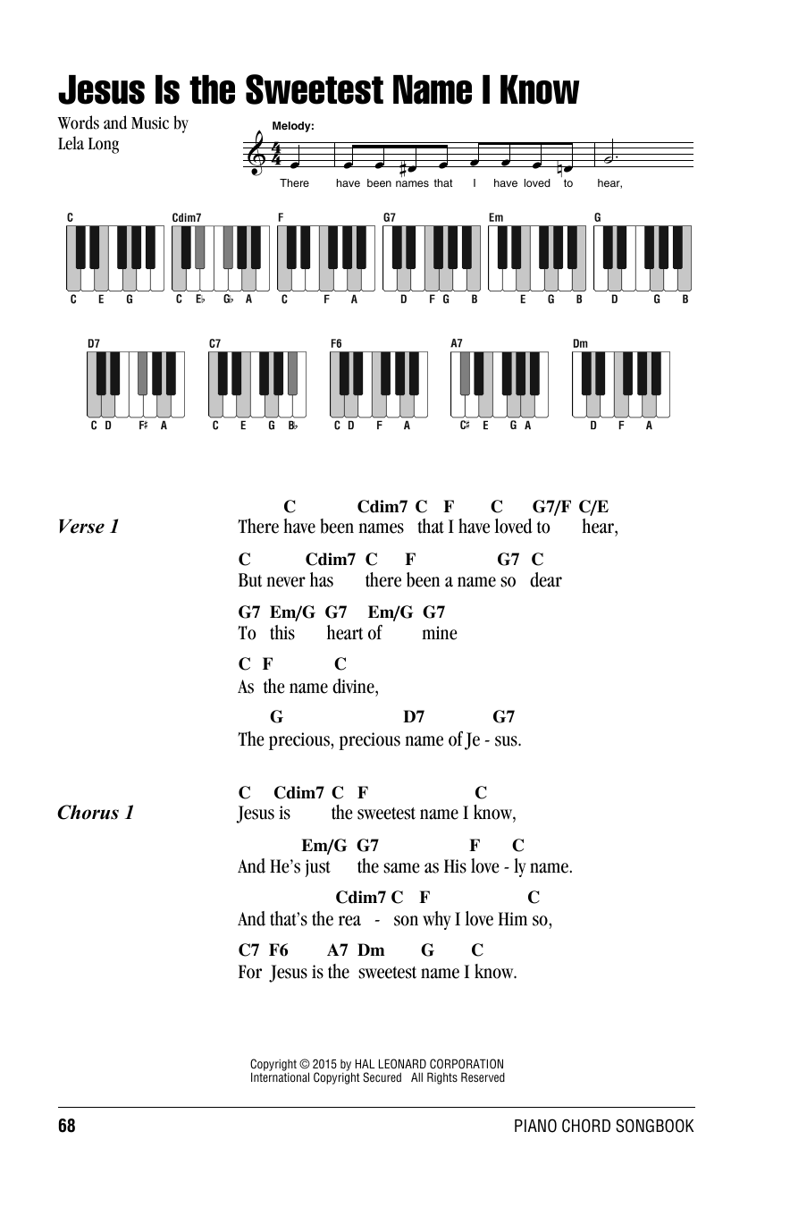 Download Lela Long Jesus Is The Sweetest Name I Know Sheet Music