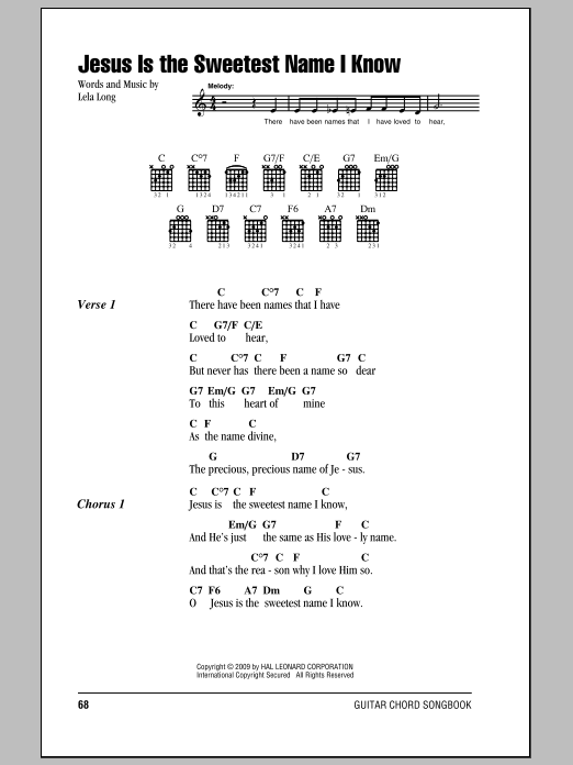 Download Lela Long Jesus Is The Sweetest Name I Know Sheet Music
