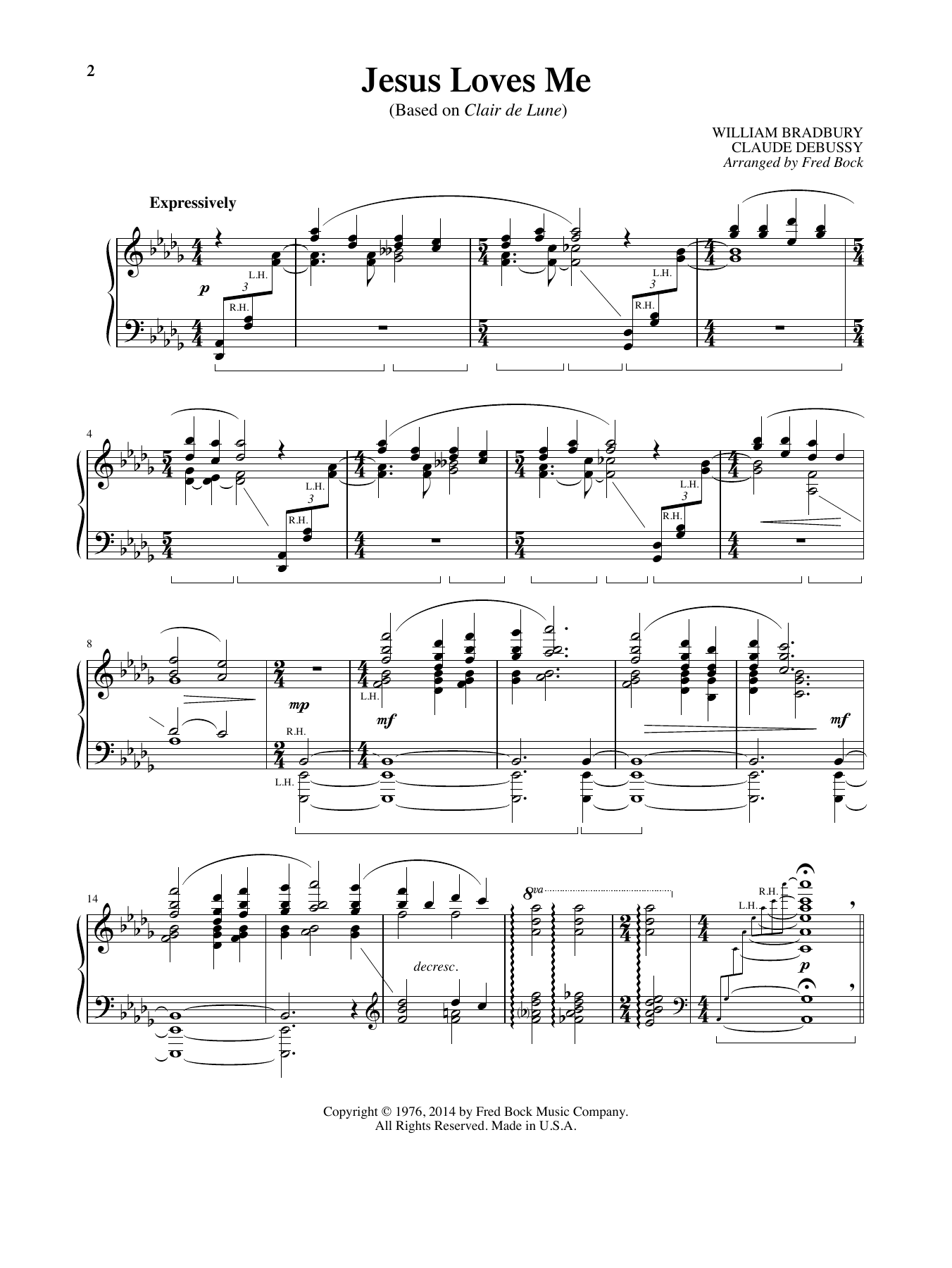 Download William Bradbury and Claude Debussy Jesus Loves Me (with Clair de Lune) (ar Sheet Music