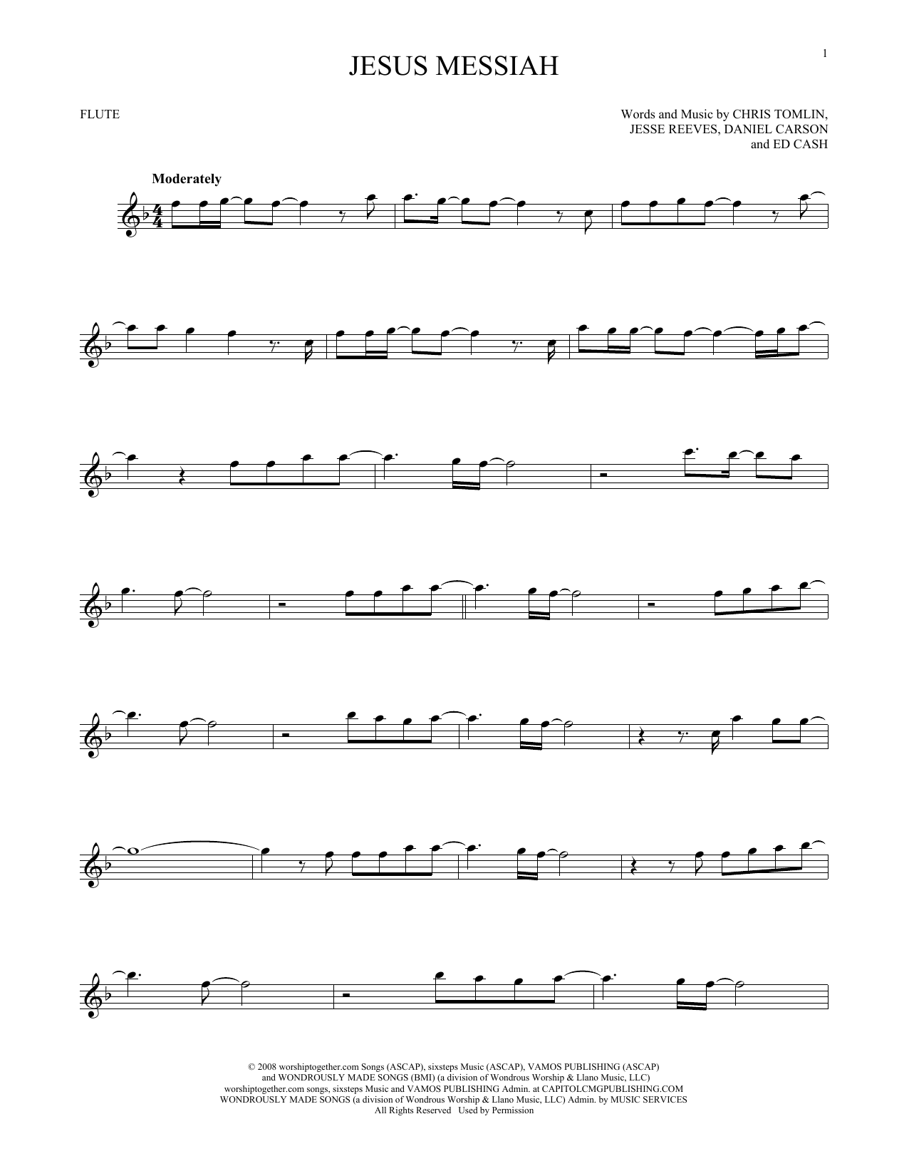 Chris Tomlin Jesus Messiah sheet music notes printable PDF score