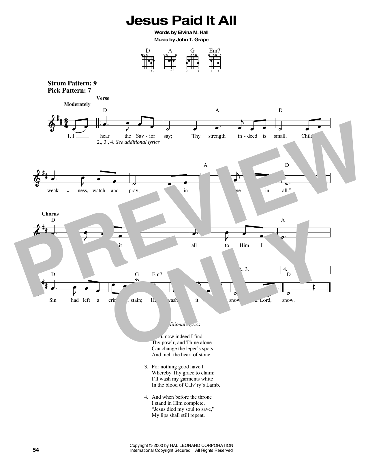 Elvina M. Hall Jesus Paid It All sheet music notes printable PDF score