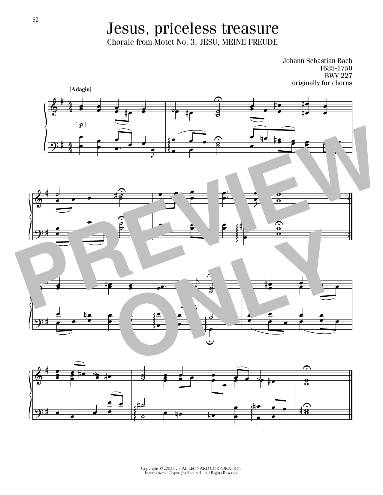 Johann Sebastian Bach Jesus, Priceless Treasure (Jesu, Meine Freude) sheet music notes printable PDF score