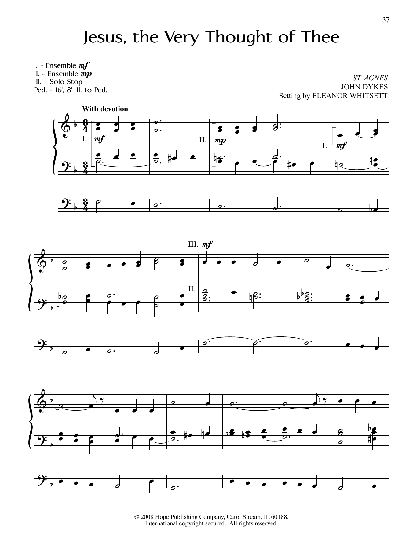Download Eleanor Whitsett Jesus, The Very Thought of Thee Sheet Music
