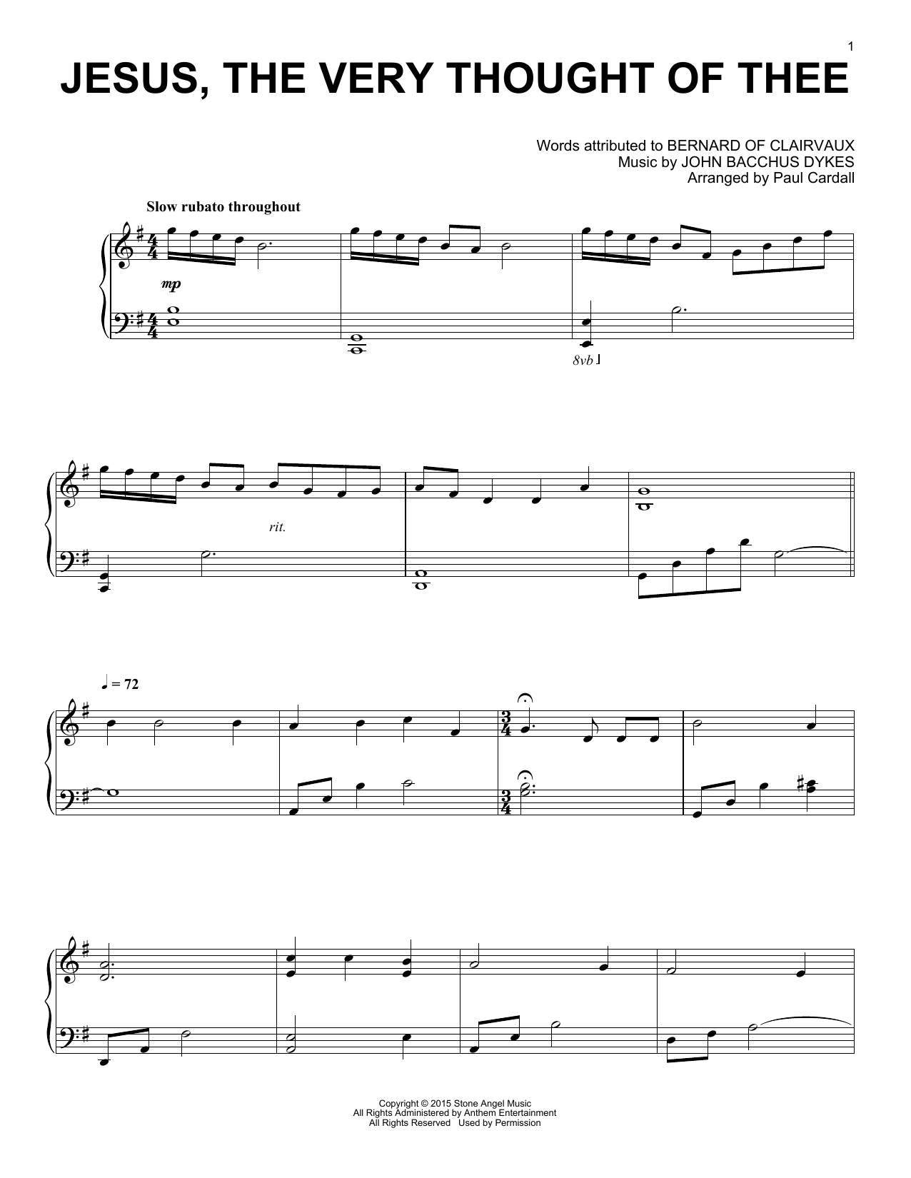 Download Paul Cardall Jesus, The Very Thought Of Thee Sheet Music