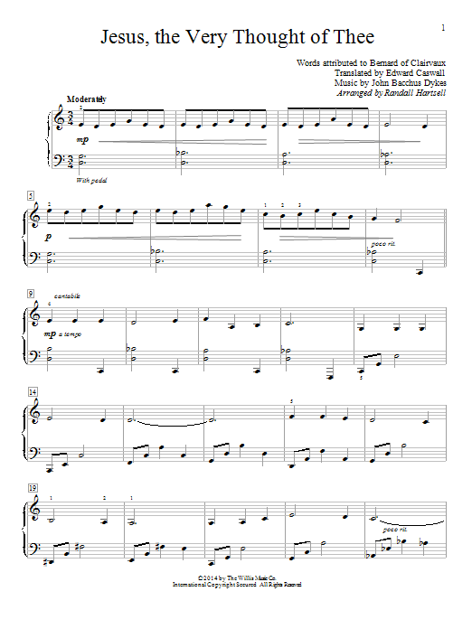 Download Randall Hartsell Jesus, The Very Thought Of Thee Sheet Music