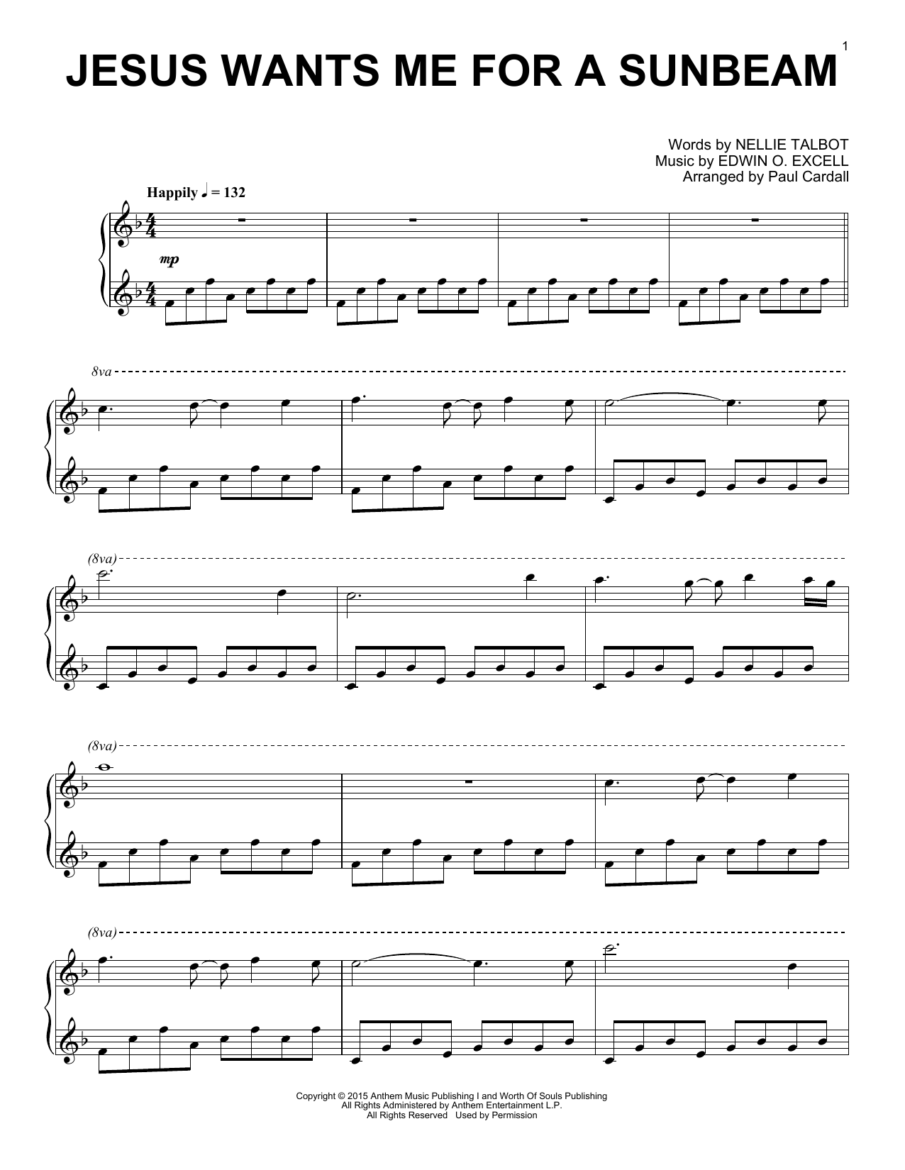 Download Paul Cardall Jesus Wants Me For A Sunbeam Sheet Music