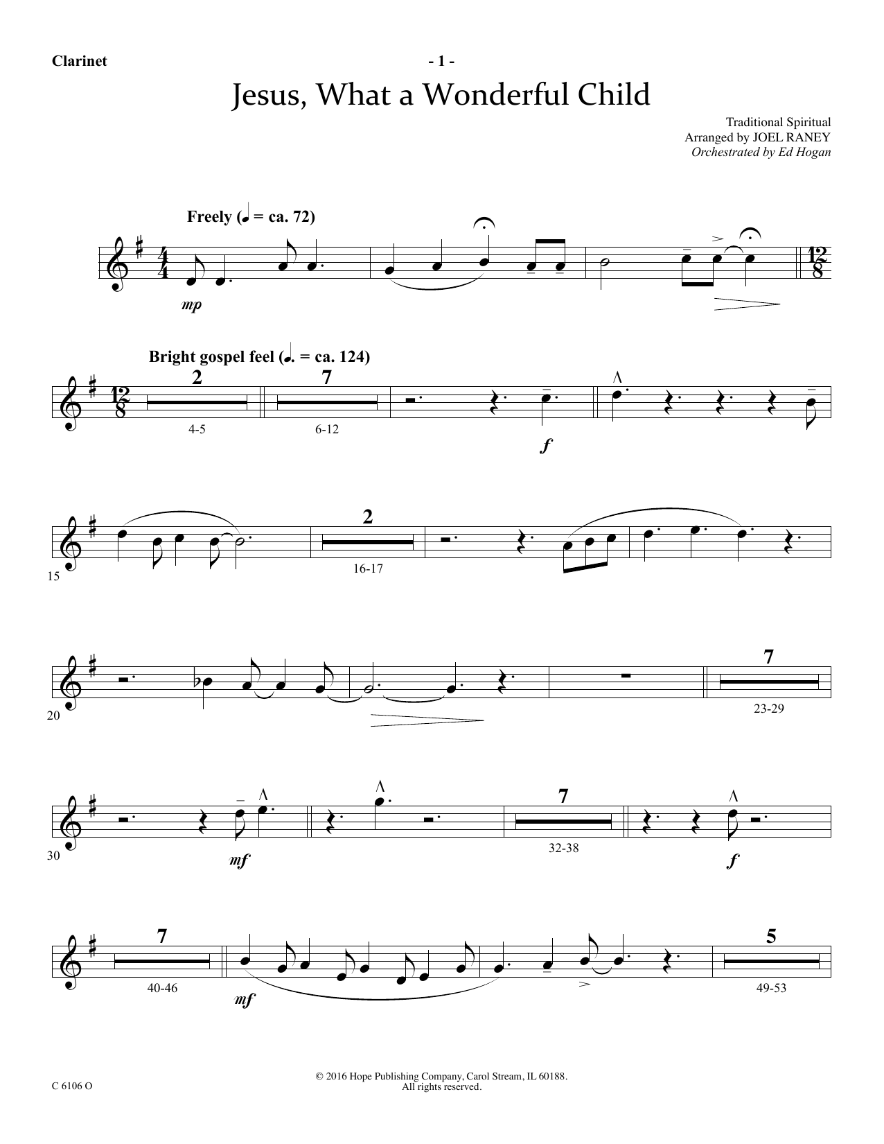 Download Joel Raney Jesus, What a Wonderful Child - Clarine Sheet Music