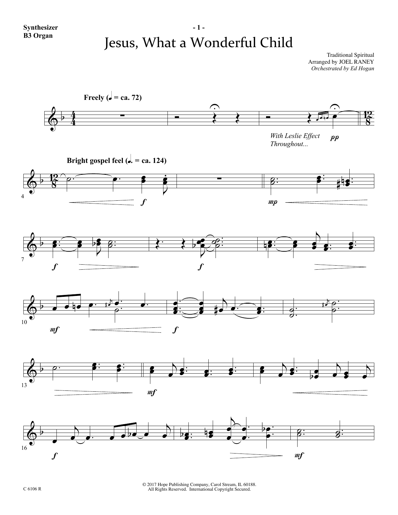 Download Joel Raney Jesus, What a Wonderful Child - Synthes Sheet Music