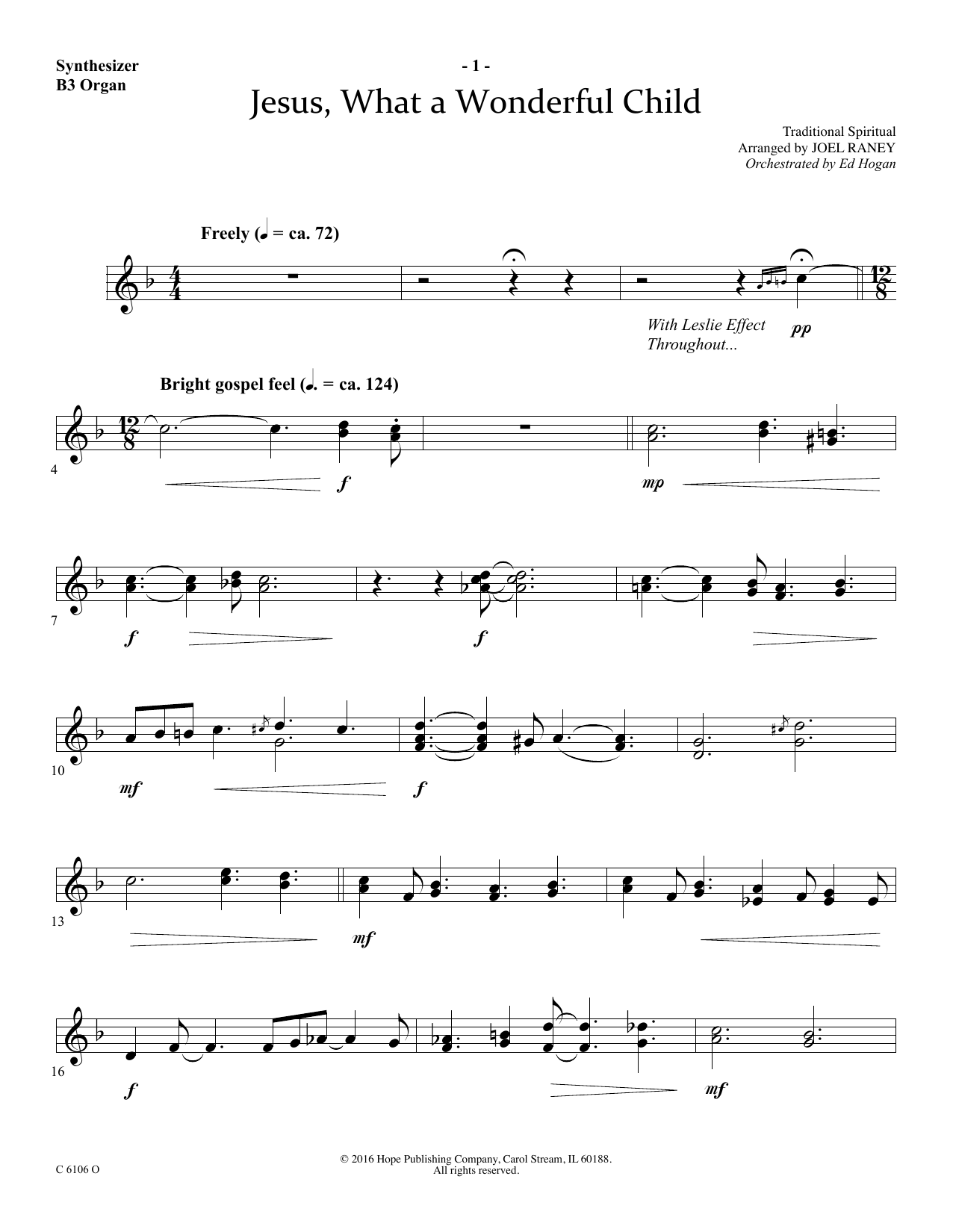 Download Joel Raney Jesus, What a Wonderful Child - Synthes Sheet Music