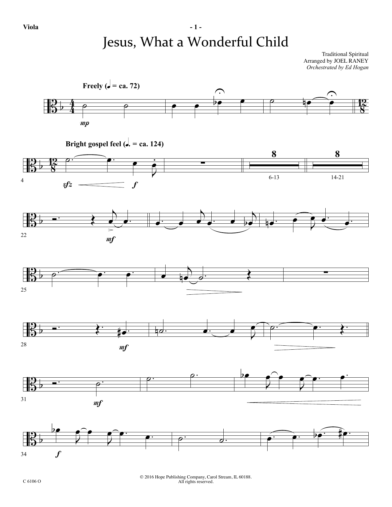 Download Joel Raney Jesus, What a Wonderful Child - Viola Sheet Music