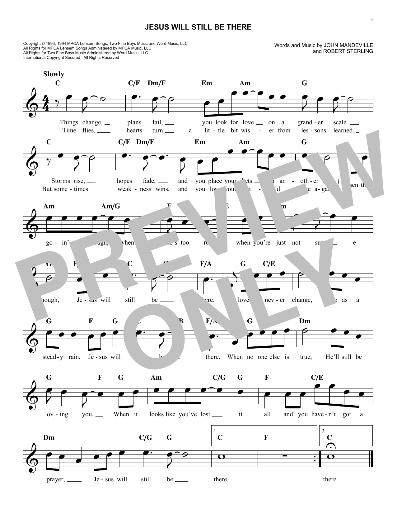 Download Point Of Grace Jesus Will Still Be There Sheet Music