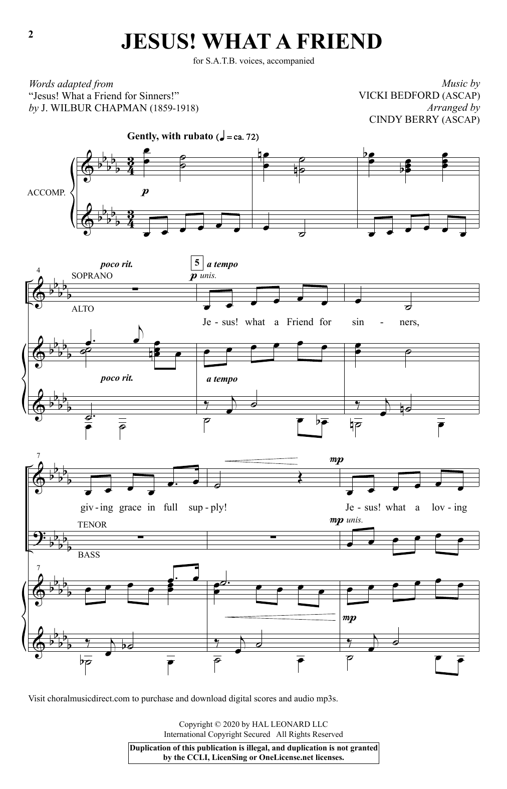 Download Vicki Bedford Jesus! What A Friend (arr. Cindy Berry) Sheet Music