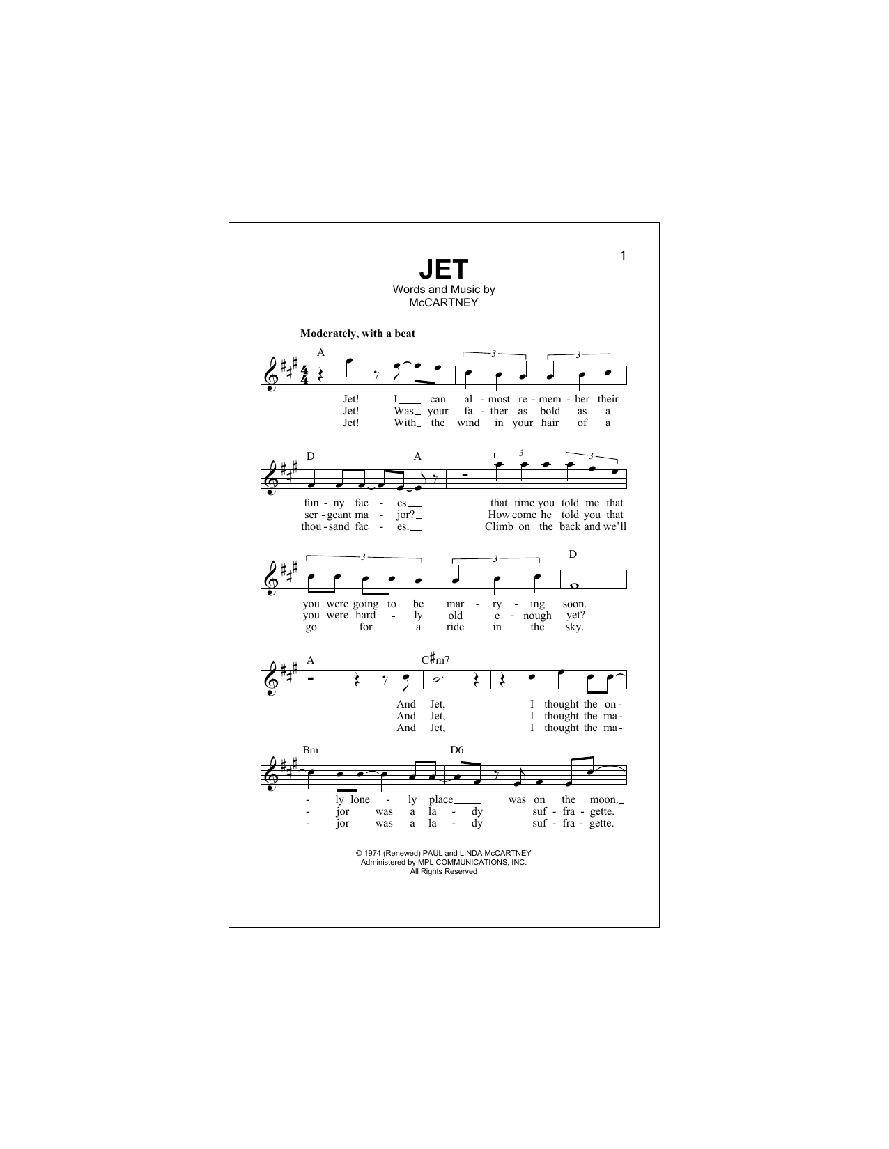 Download Paul McCartney Jet Sheet Music