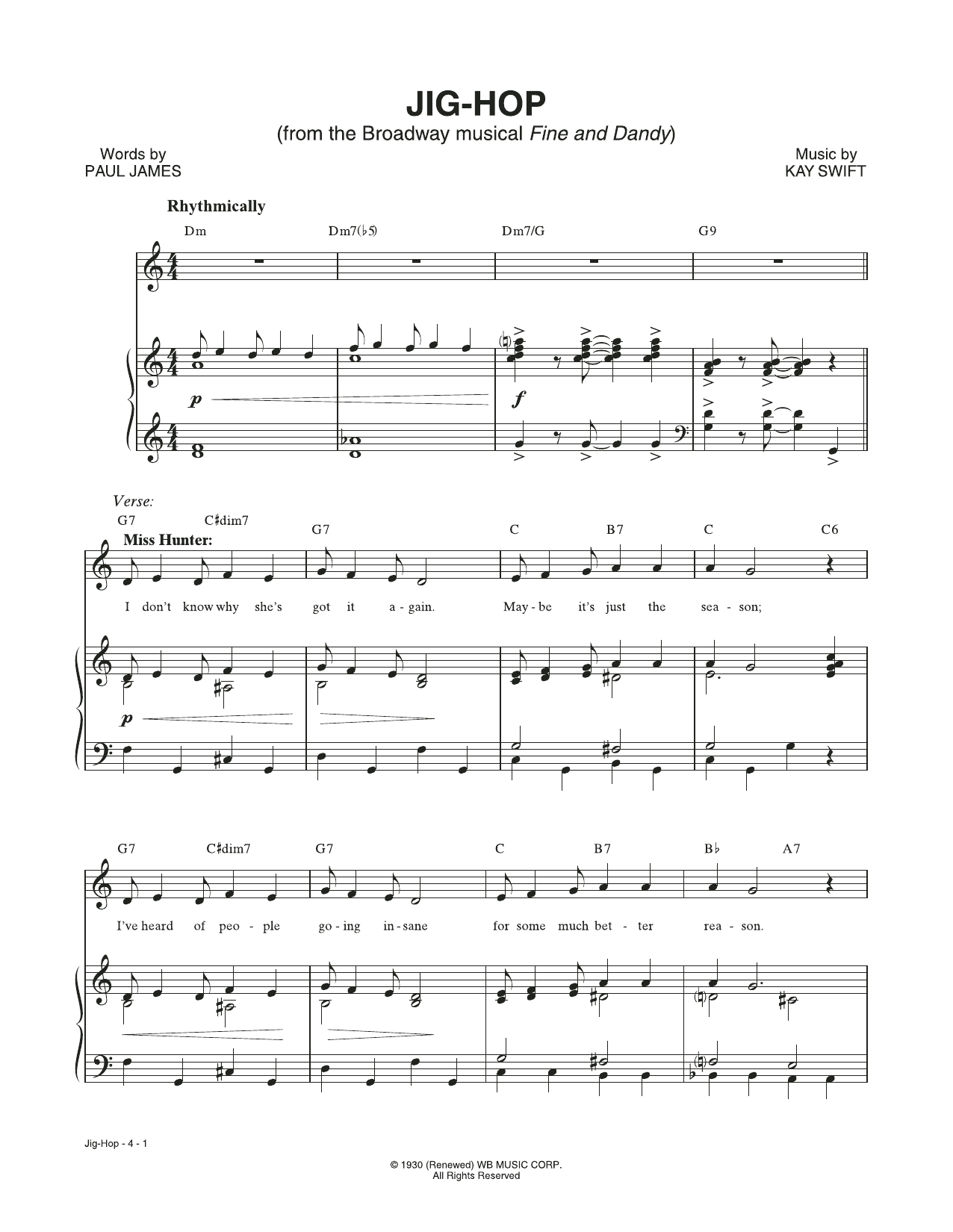 Download Kay Swift & Paul James Jig-Hop (from the musical Fine and Dand Sheet Music