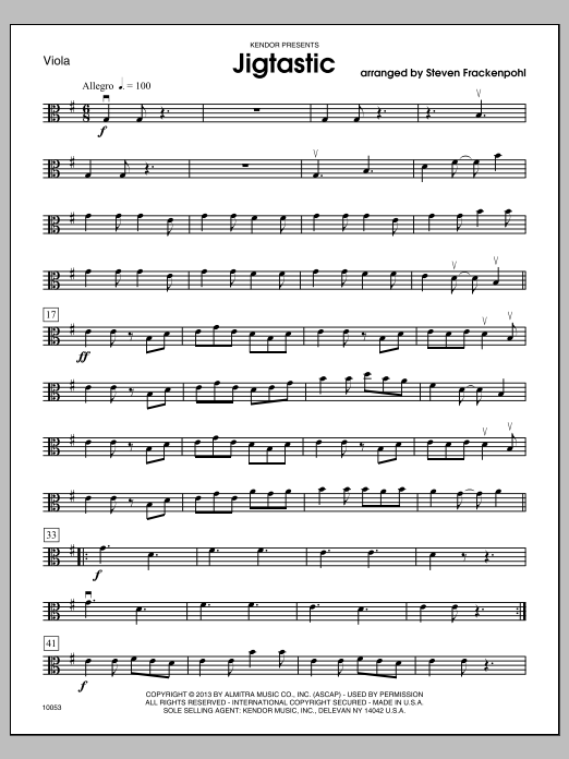 Download Steven Frackenpohl Jigtastic - Viola Sheet Music