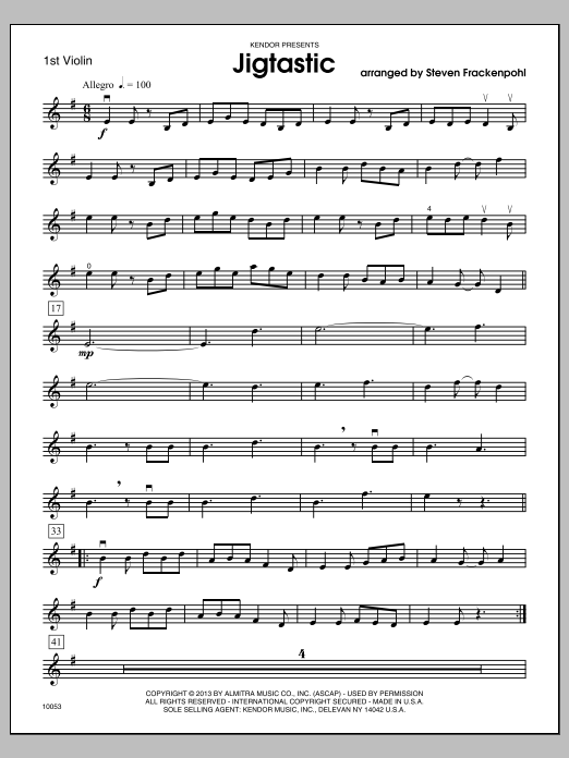 Download Steven Frackenpohl Jigtastic - Violin 1 Sheet Music