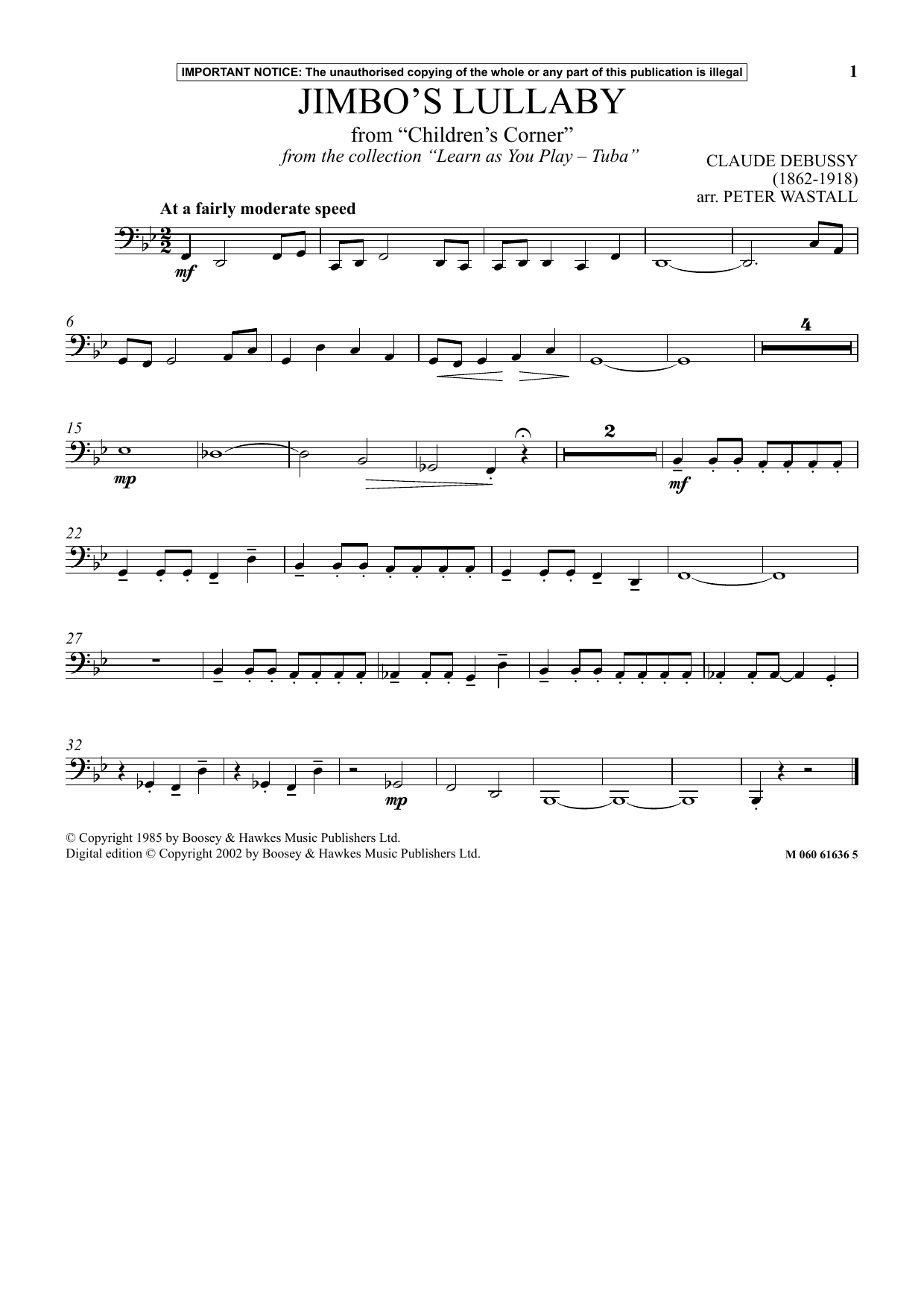Download Peter Wastall Jimbo's Lullaby From Children's Corner Sheet Music