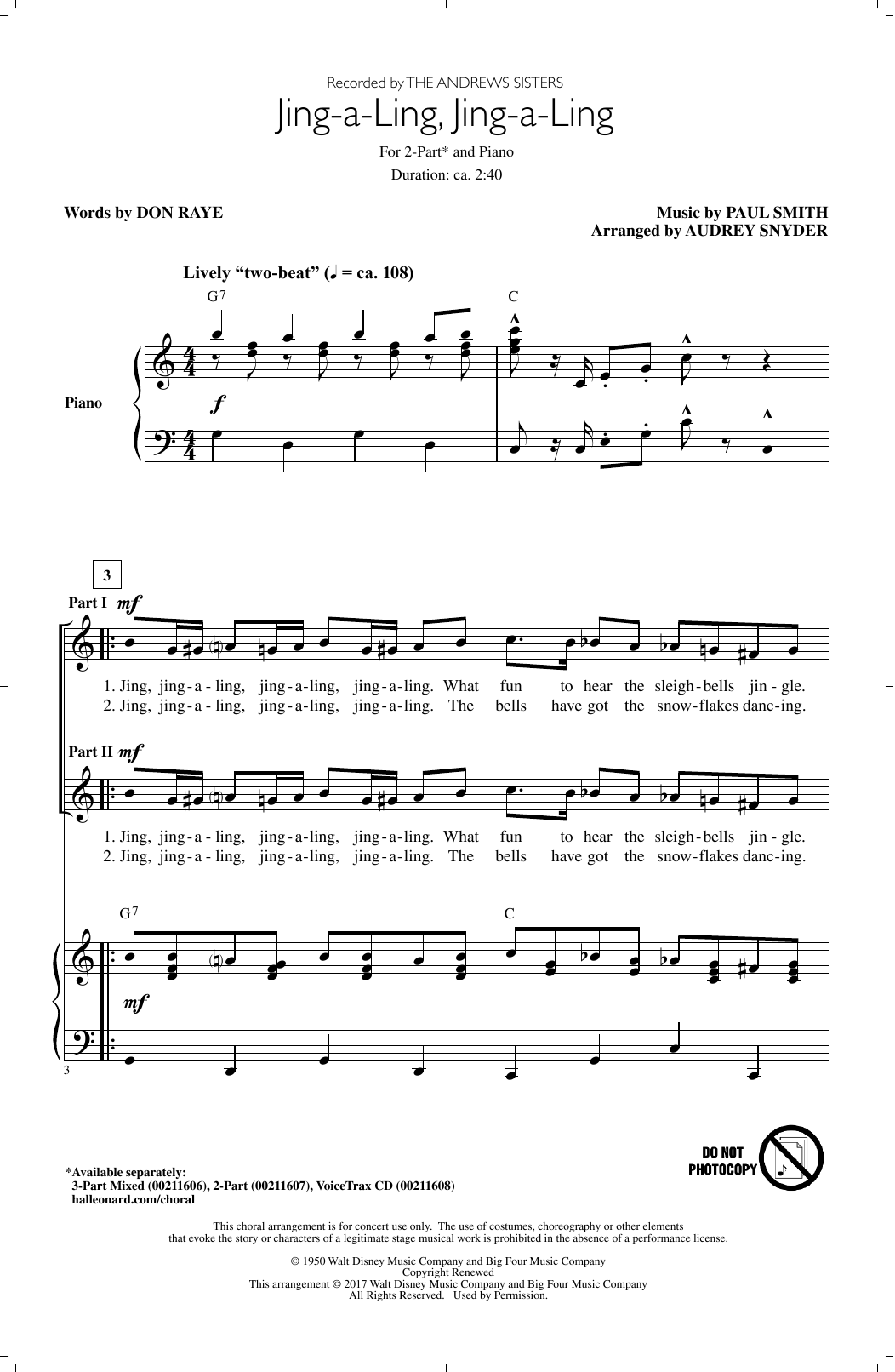 Download Audrey Snyder Jing-A-Ling, Jing-A-Ling Sheet Music