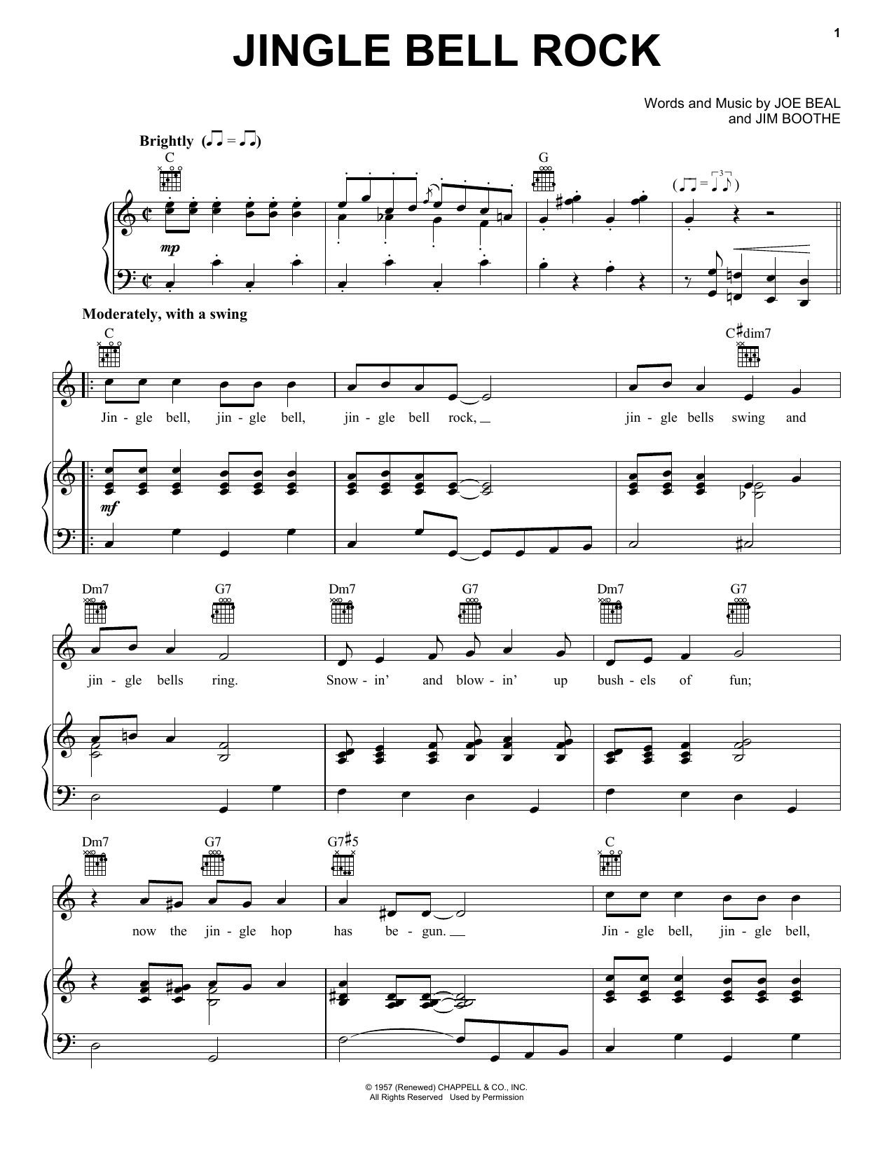 Bobby Helms Jingle-Bell Rock sheet music notes printable PDF score
