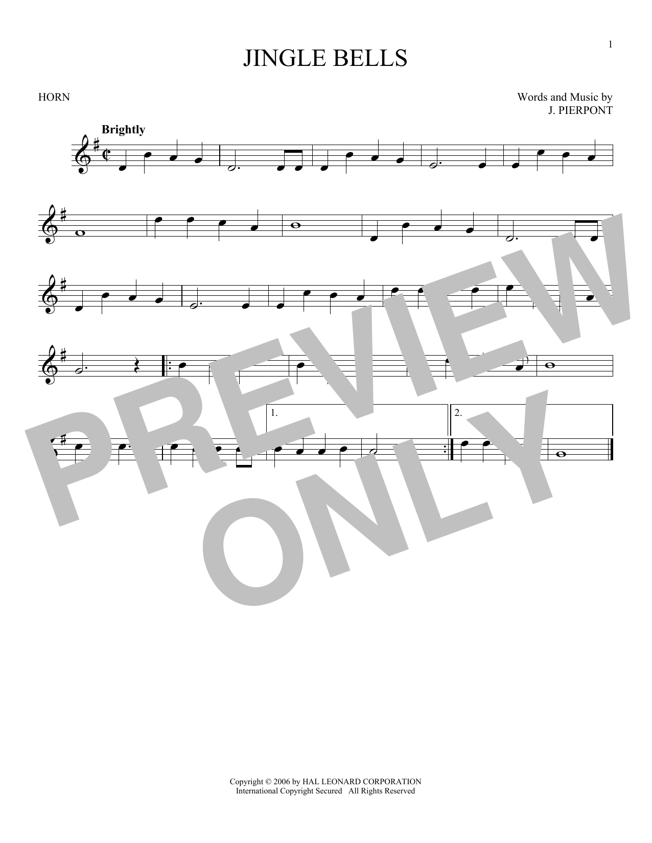 Download J. Pierpont Jingle Bells Sheet Music
