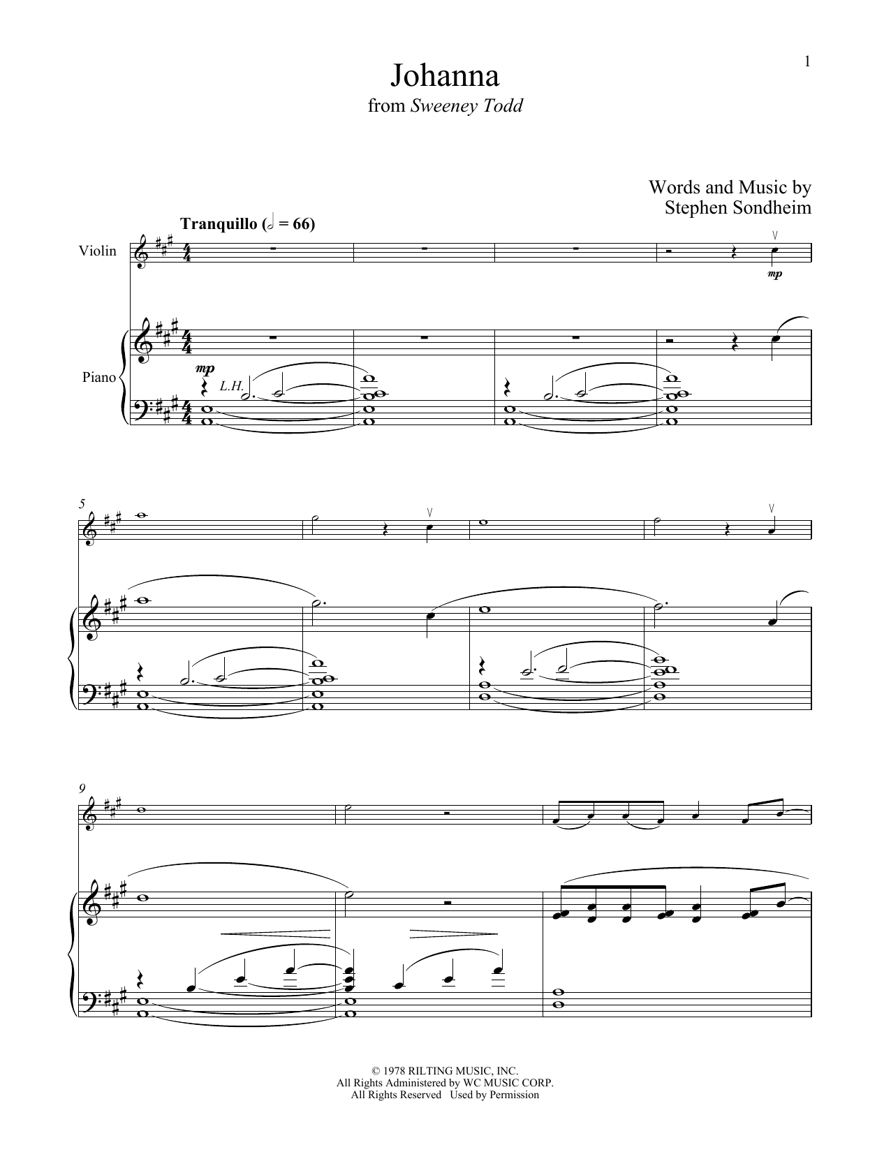 Download Stephen Sondheim Johanna (from Sweeney Todd) Sheet Music