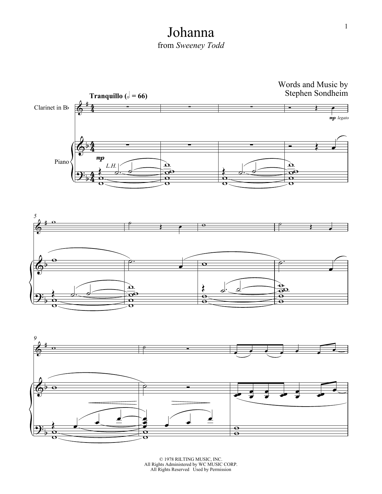 Download Stephen Sondheim Johanna (from Sweeney Todd) Sheet Music