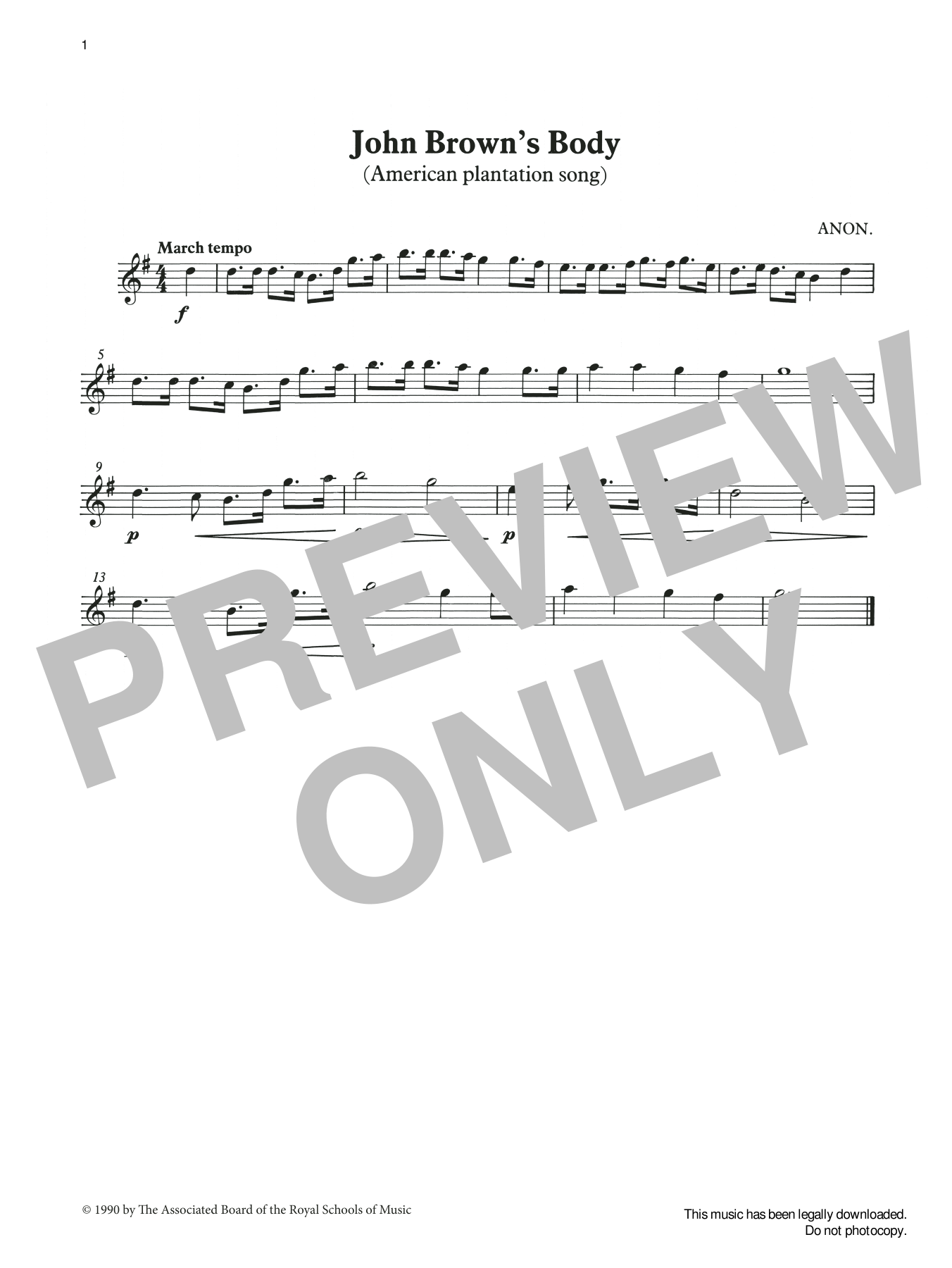 Download Trad. American John Brown's Body from Graded Music for Sheet Music