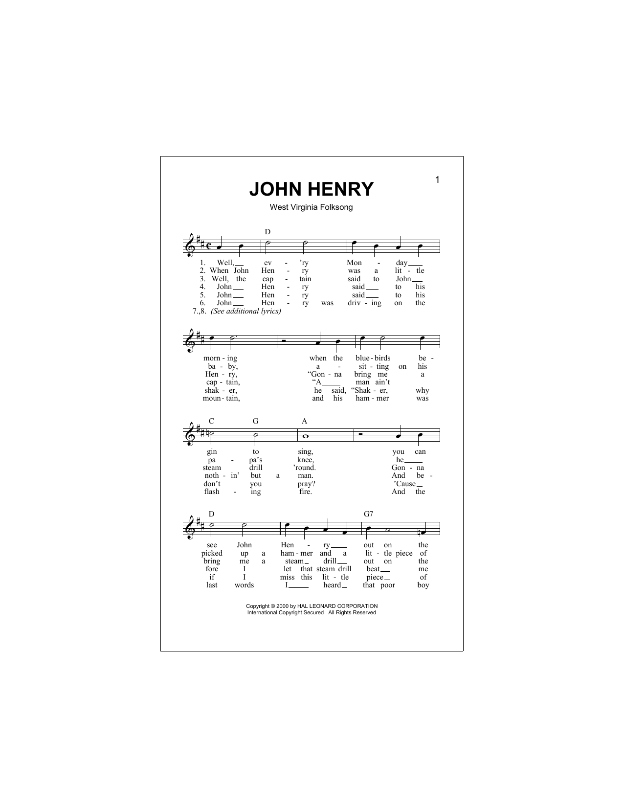 Download African-American Spiritual John Henry Sheet Music