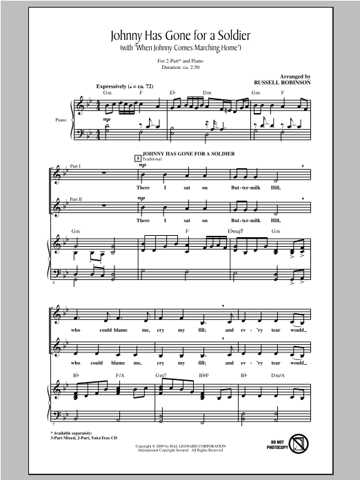 Download Russell Robinson Johnny Has Gone For A Soldier (with Whe Sheet Music