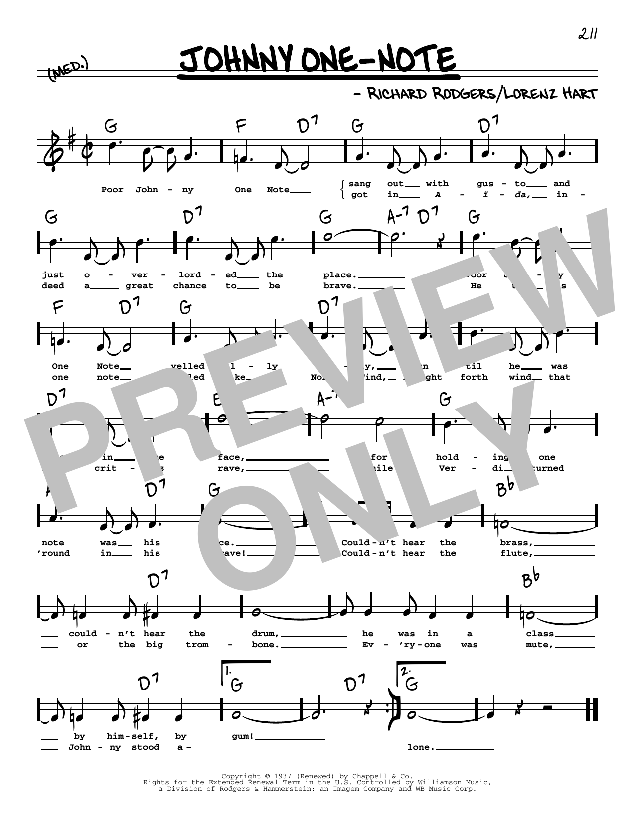 Download Rodgers & Hart Johnny One-Note (High Voice) (from Babe Sheet Music