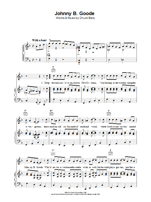 Chuck Berry Johnny B. Goode sheet music notes printable PDF score