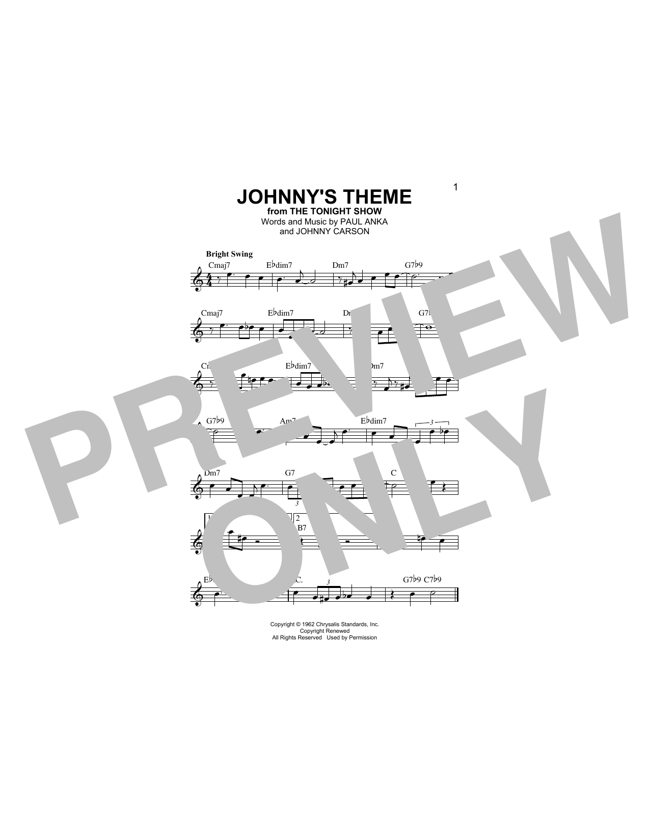 Download Paul Anka Johnny's Theme Sheet Music
