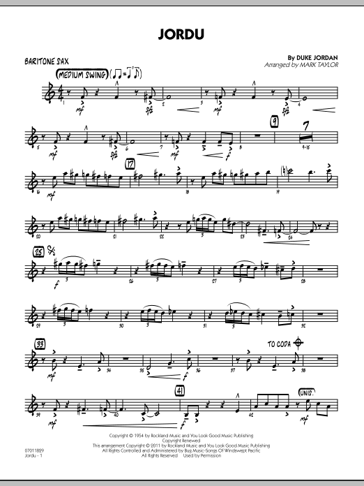 Download Mark Taylor Jordu - Baritone Sax Sheet Music