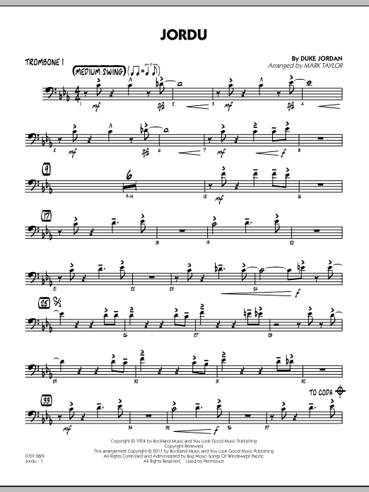 Download Mark Taylor Jordu - Trombone 1 Sheet Music