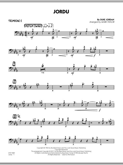 Download Mark Taylor Jordu - Trombone 2 Sheet Music