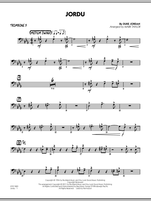 Download Mark Taylor Jordu - Trombone 3 Sheet Music