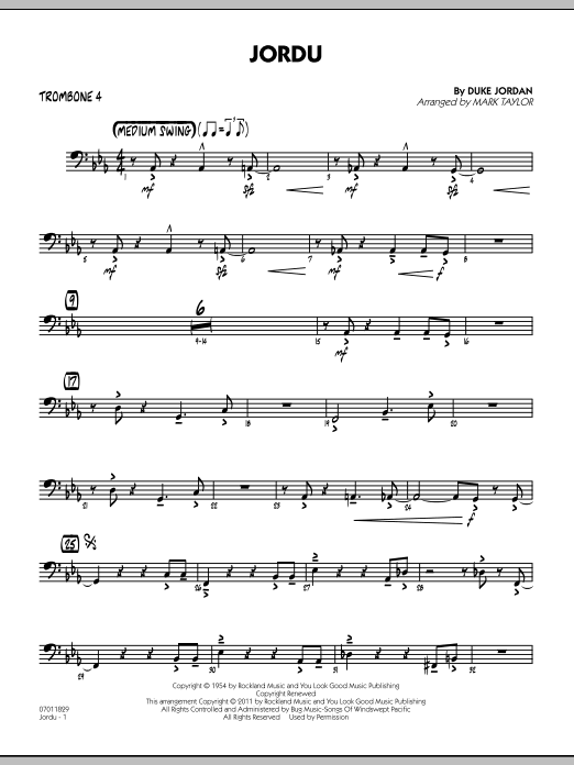 Download Mark Taylor Jordu - Trombone 4 Sheet Music