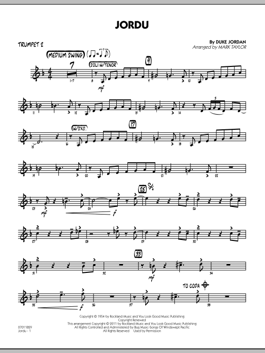 Download Mark Taylor Jordu - Trumpet 2 Sheet Music
