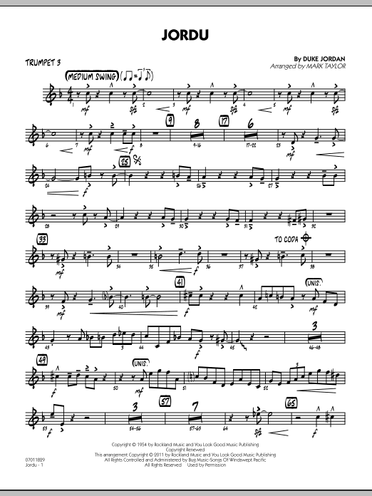 Download Mark Taylor Jordu - Trumpet 3 Sheet Music