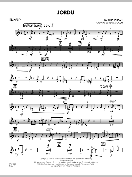 Download Mark Taylor Jordu - Trumpet 4 Sheet Music