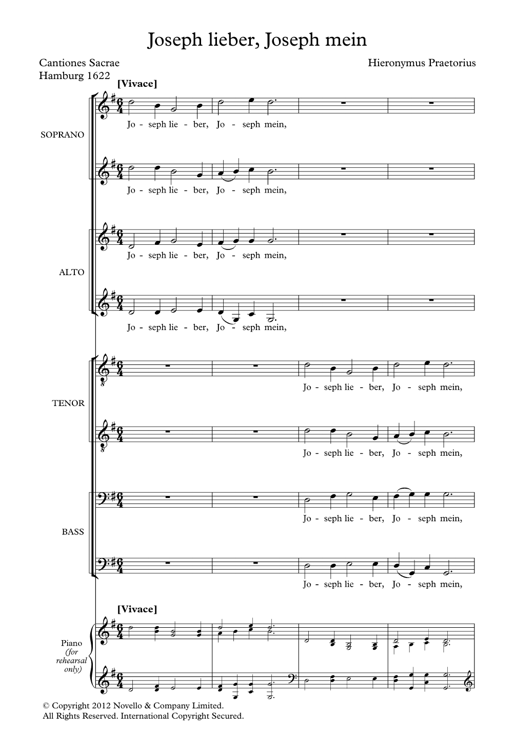 Download Hieronymus Praetorius Joseph, Lieber Joseph Mein Sheet Music