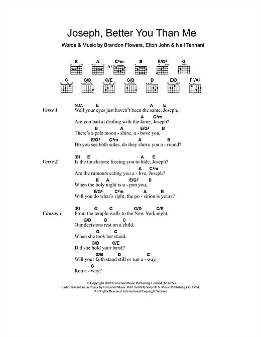 Download The Killers Joseph, Better You Than Me Sheet Music