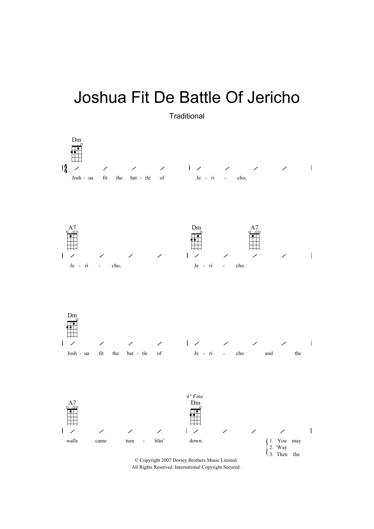 Download Traditional Joshua Fit De Battle Of Jericho Sheet Music