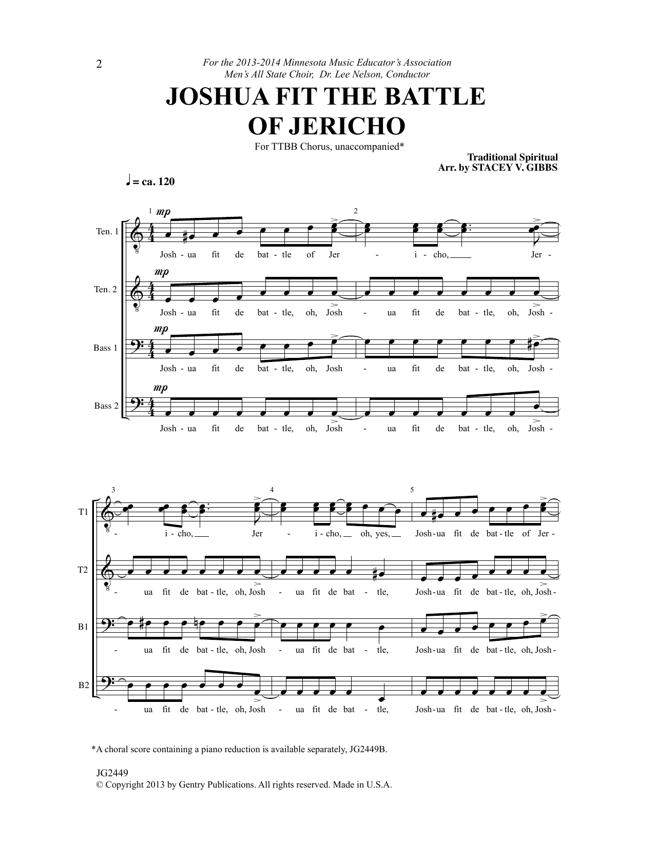 Download Traditional Spiritual Joshua Fit The Battle Of Jericho (arr. Sheet Music