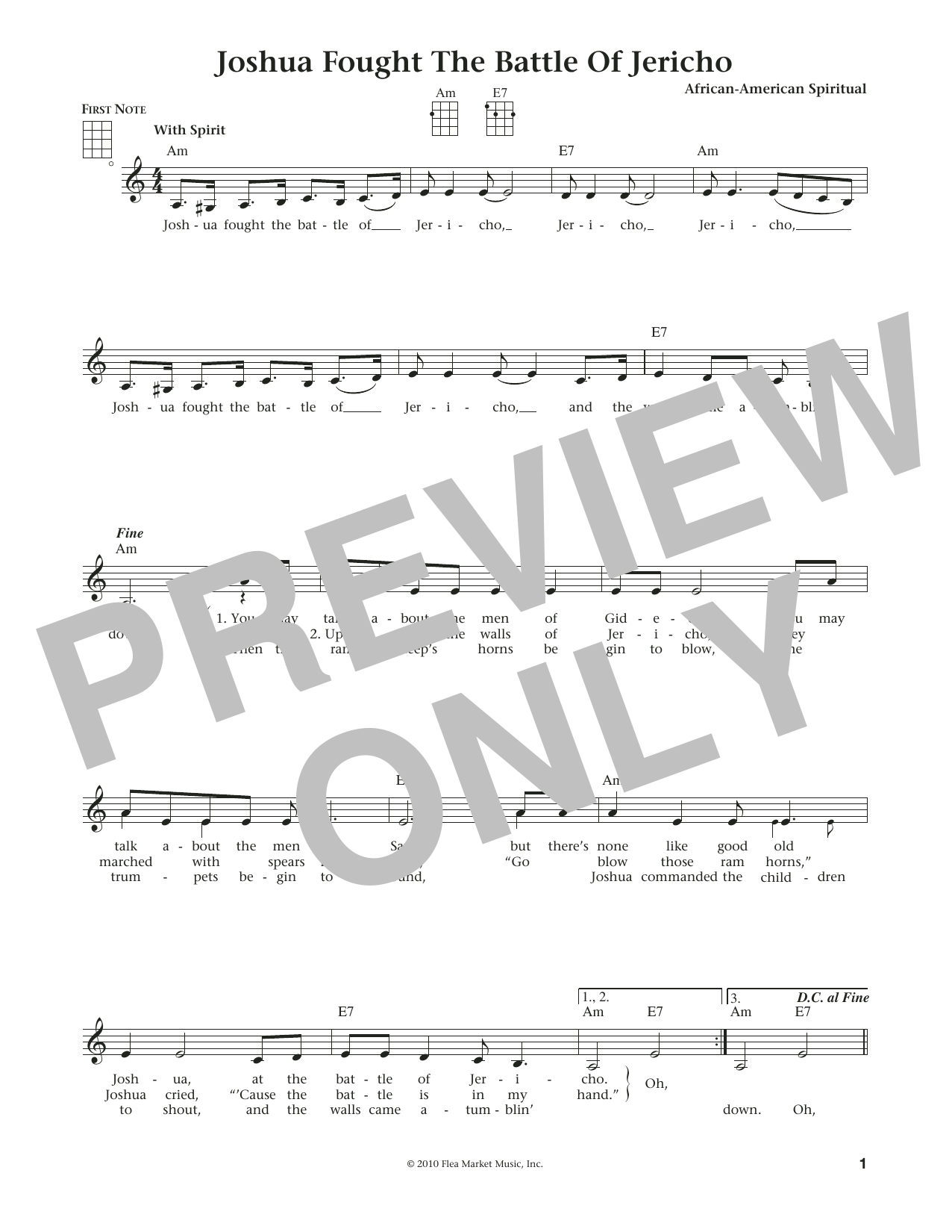 Download African-American Spiritual Joshua (Fit The Battle Of Jericho) (fro Sheet Music
