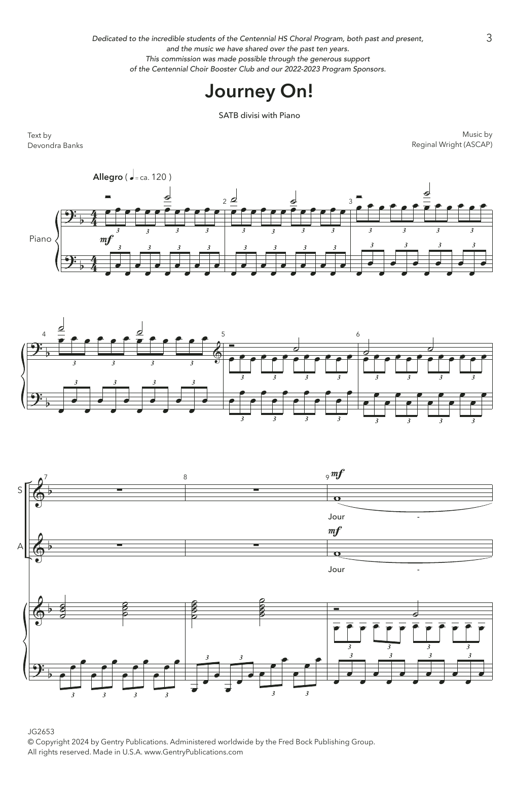 Reginal Wright Journey On! sheet music notes printable PDF score