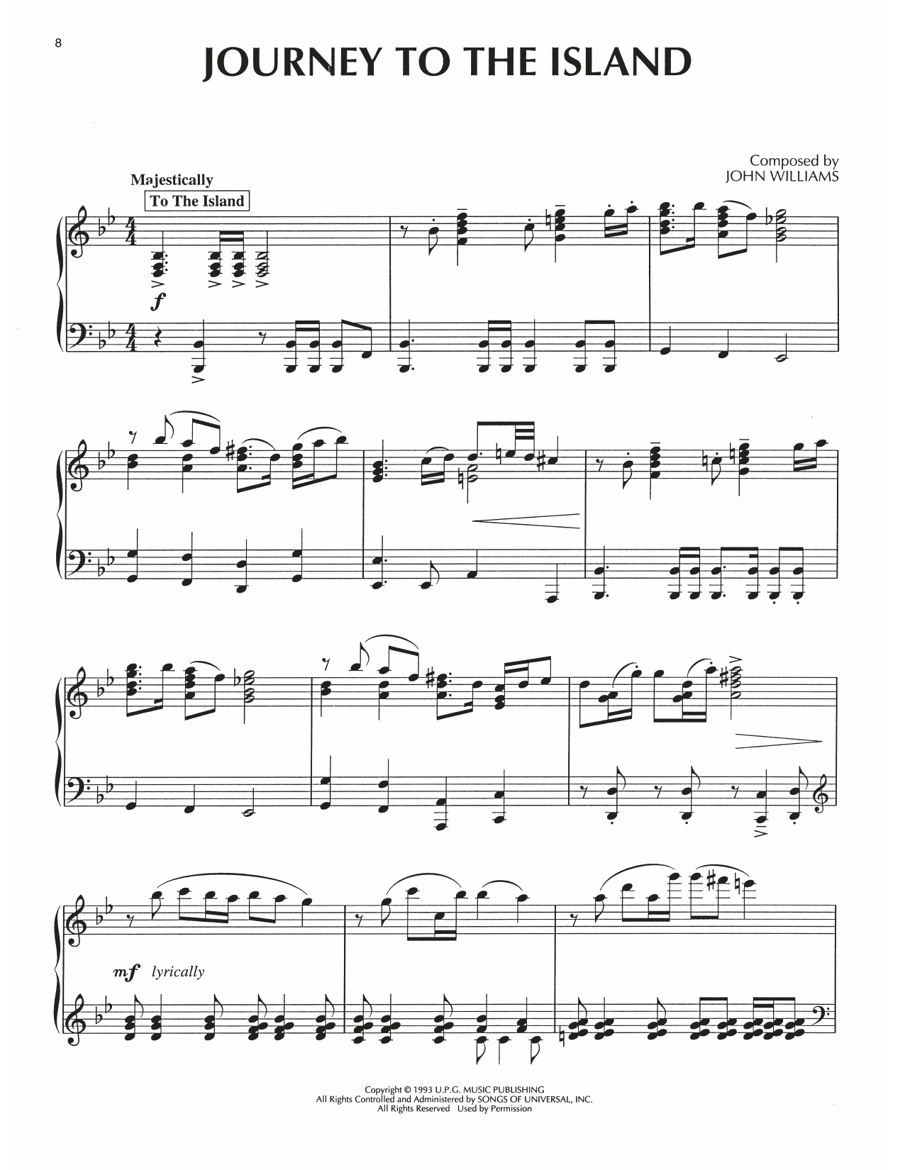 Download John Williams Journey To The Island (from Jurassic Pa Sheet Music