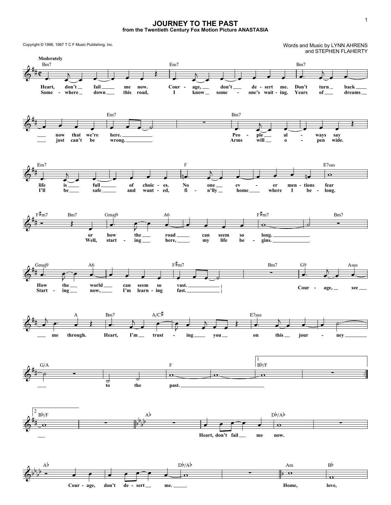 Download Lynn Ahrens Journey To The Past Sheet Music